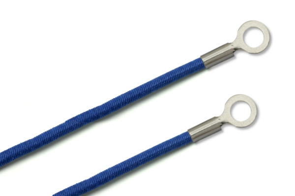 Gummischnüre mit Kabelschuhen, geschlossen, blau