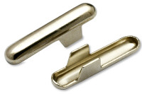 Metalliset sokatapit (T-muotoiset)<BR> kuminauhalle/-punosnarulle,<BR> aukko 2,6 mm,<BR> nikkelöidyt