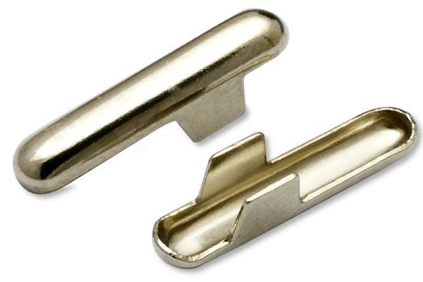 Metalliset sokatapit (T-muotoiset) kuminauhalle/-punosnarulle, aukko 2,6 mm, nikkelöidyt